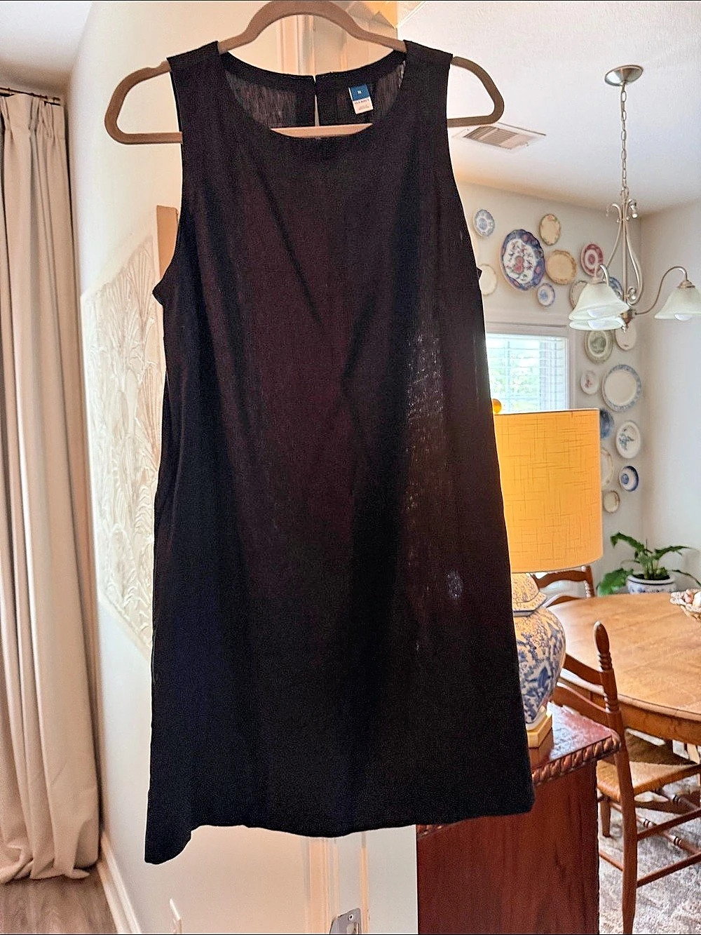 Old Navy Sleeveless Linen-Blend Mini Shift Dress Black Medium